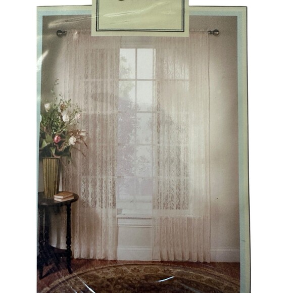 NorthCrest Vintage Lace Curtain Panel 60x84 Ivory Rod Pocket Sheer Window Panel - Picture 11 of 13